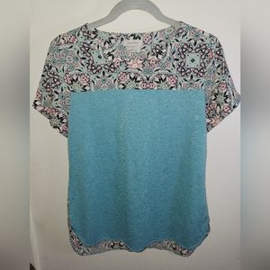 Van Heuse S/P Blue Geometric Summer Blouse